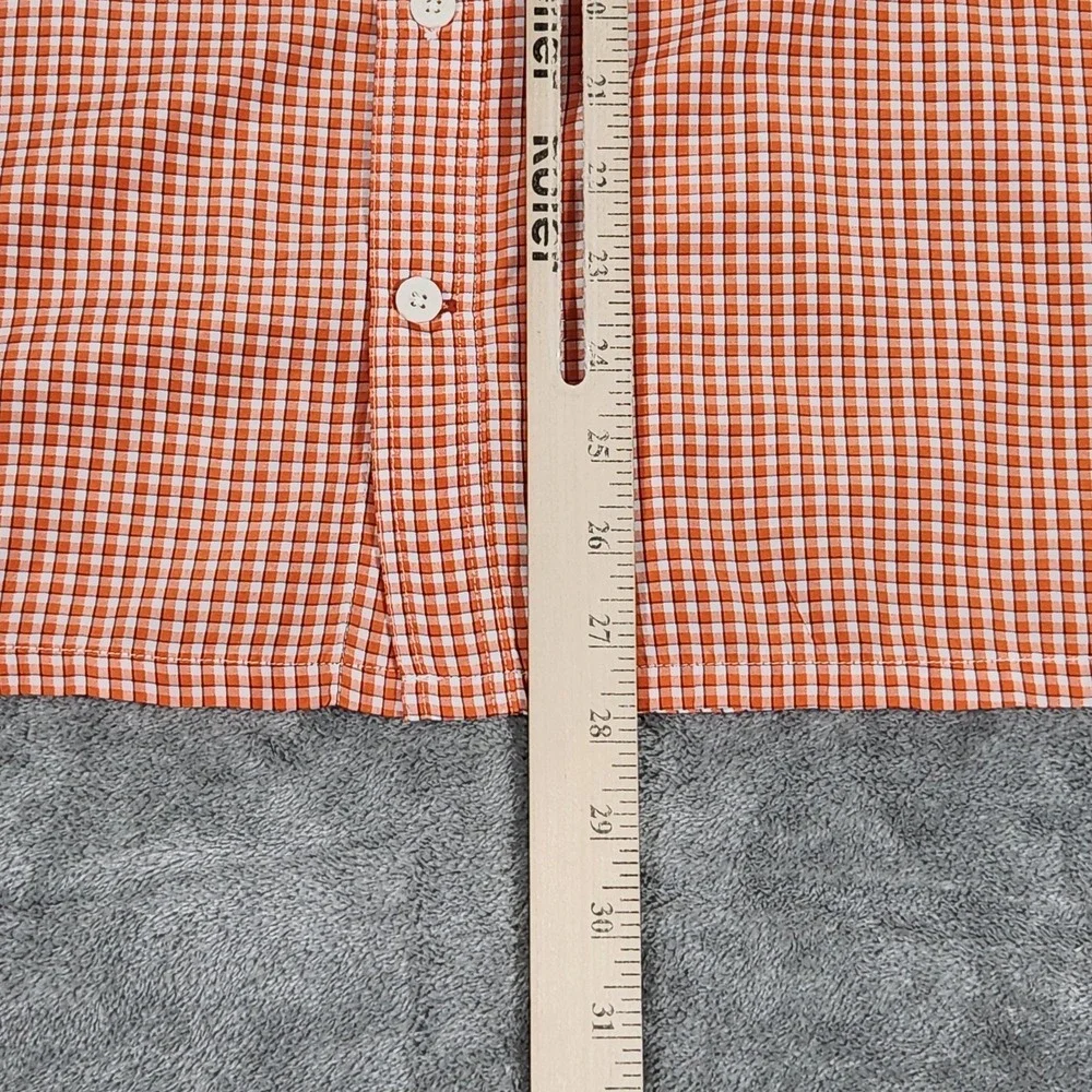 Simms Shirt Mens Small Orange Check Long Sleeve Button Up Fishing Outdoor Casual